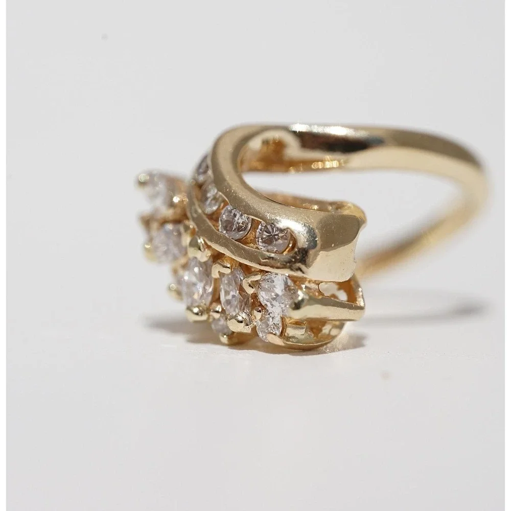 Vintage 14k Solid Yellow Gold High Quality‎ Natural Diamond Ring - Channel Pave